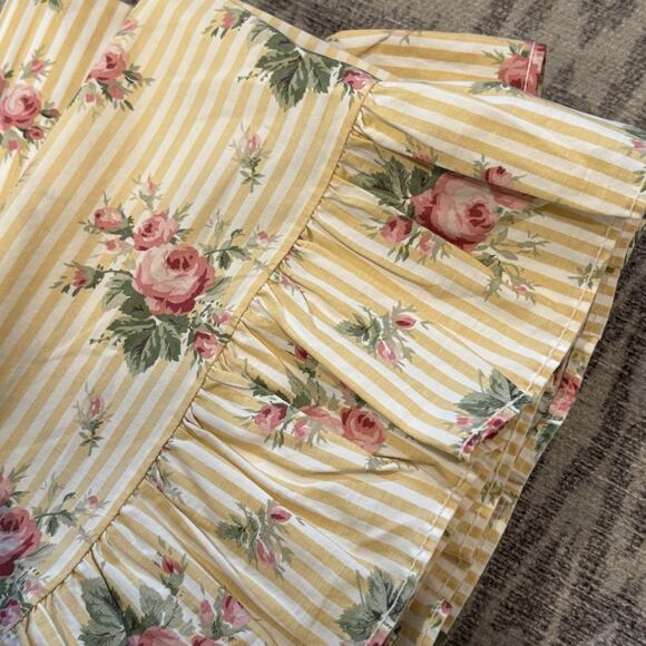 2 Vintage RALPH LAUREN Sophie Brooke Yellow Stripe Ruffled Standard Pillowcases - Picture 10 of 13